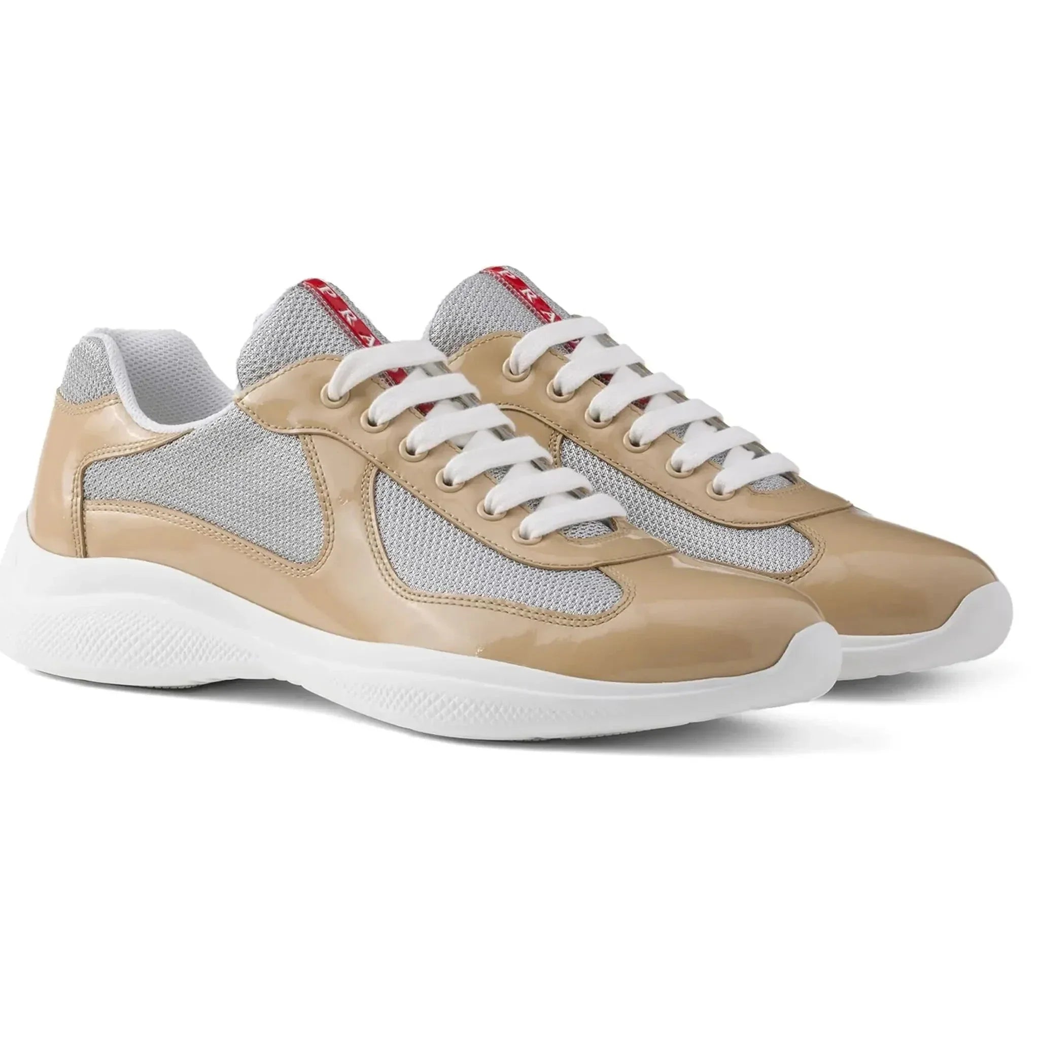 Americas Cup Logo Patch Patent Beige Sneaker